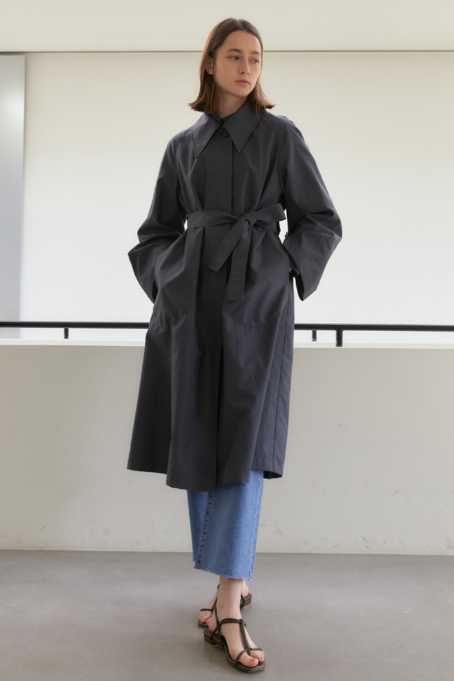 MOOI_COTTON TWILL TRENCH COAT_CHACOL